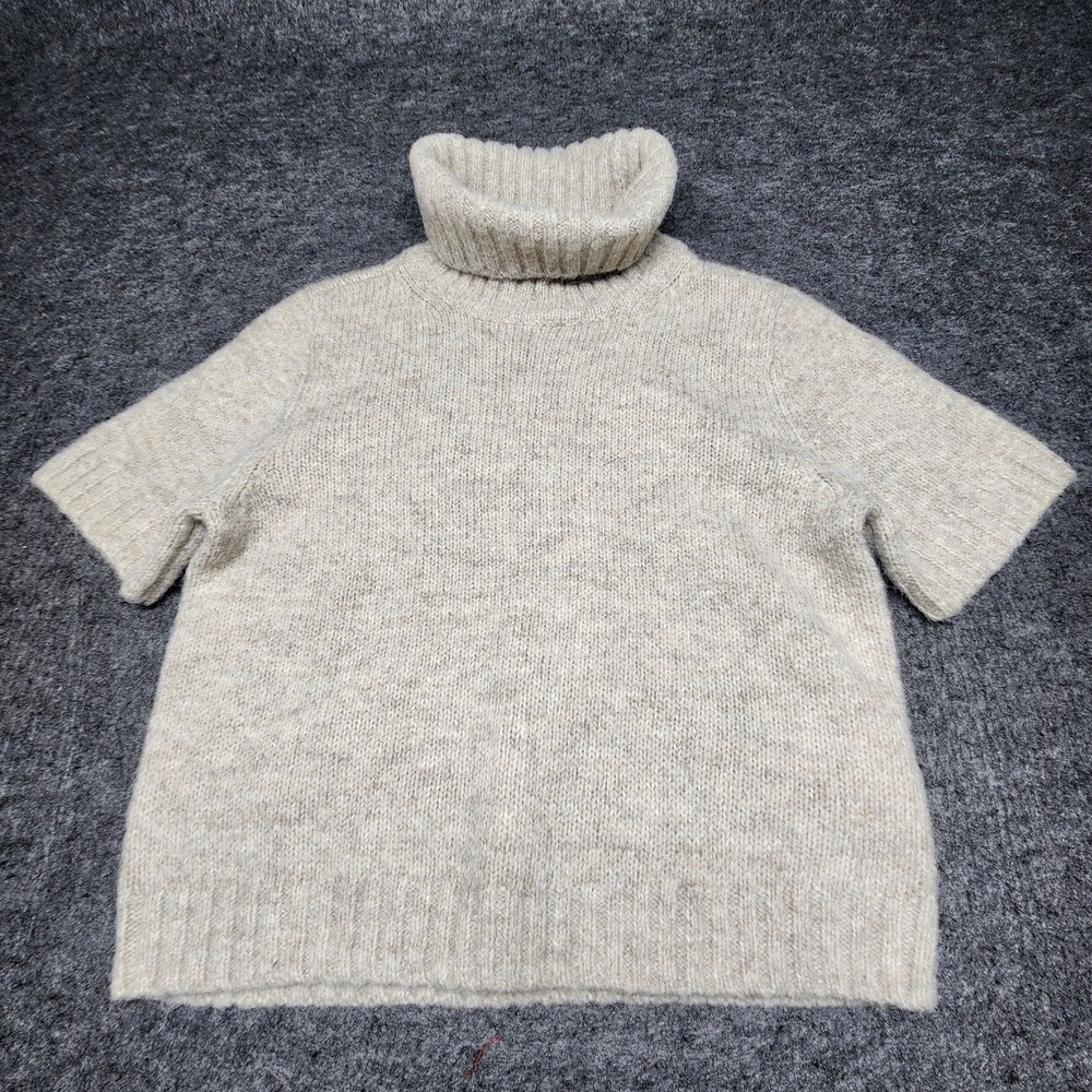 Abercrombie & Fitch Cropped Wool Blend Turtleneck Short Sleeve Sweater Small Tan